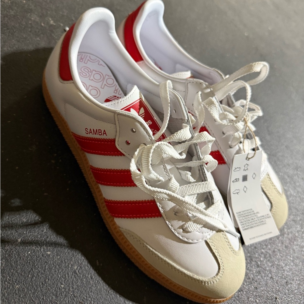 Adidas Samba White and Red Trainers